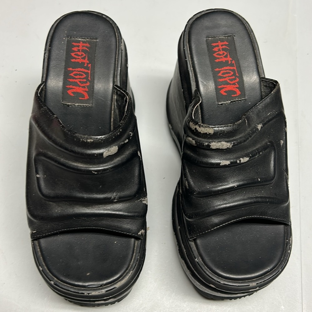 Y2K hot topic black platform slides sandals emo goth - Picture 4 of 8